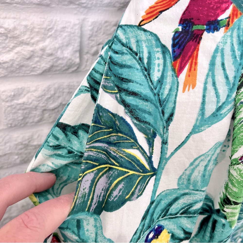 Her Destiny Multicolor Tropical Floral Bird 100% Cotton Pocketed Skirt, Size M - Picture 2 of 5